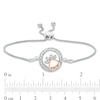 Thumbnail Image 2 of 1/15 CT. T.W. Diamond Open Circle Paw Print Bolo Bracelet in Sterling Silver and 10K Rose Gold - 9.5"