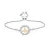 Thumbnail Image 1 of 1/15 CT. T.W. Diamond Open Circle Heartbeat Bolo Bracelet in Sterling Silver and 10K Gold - 9.5"
