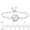 Thumbnail Image 2 of 1/15 CT. T.W. Diamond Open Circle Paw Print Bolo Bracelet in Sterling Silver and 10K Rose Gold - 9.5"
