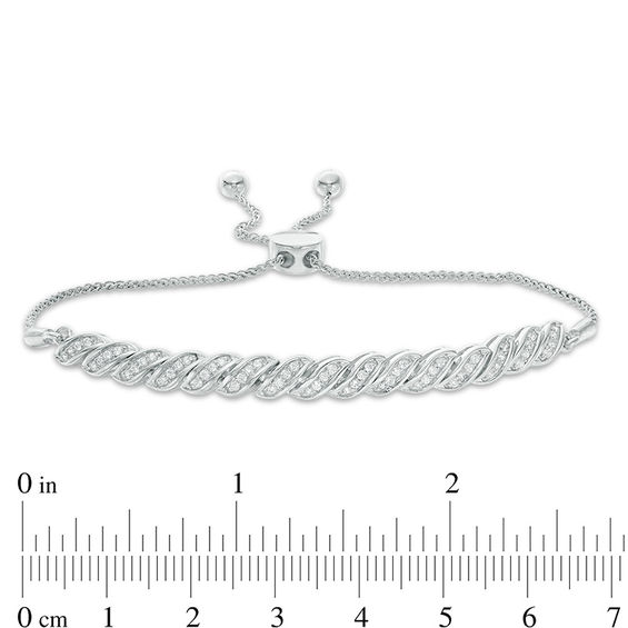 3/8 CT. T.w. Diamond "S" Curve Bolo Bracelet in Sterling Silver - 9.5"