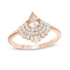 Pear-Shaped Morganite and Lab-Created White Sapphire Fan Ring in 10K Rose Gold