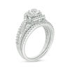 Thumbnail Image 1 of 5.0mm Lab-Created White Sapphire Frame Bypass Swirl Split Shank Bridal Set in Sterling Silver