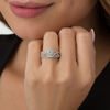 Thumbnail Image 3 of 5.0mm Lab-Created White Sapphire Frame Bypass Swirl Split Shank Bridal Set in Sterling Silver