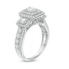 Thumbnail Image 2 of 1-1/2 CT. T.W. Emerald-Cut Diamond Past Present Future® Double Frame Vintage-Style Engagement Ring in 14K White Gold