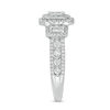 Thumbnail Image 7 of 1-1/2 CT. T.W. Emerald-Cut Diamond Past Present Future® Double Frame Vintage-Style Engagement Ring in 14K White Gold
