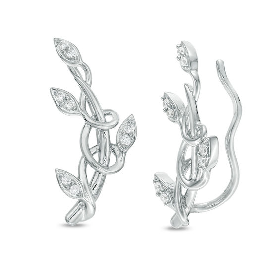 1/6 CT. T.w. Diamond Entwined Vine Crawler Earrings in Sterling Silver