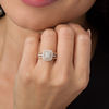 Thumbnail Image 3 of 7/8 CT. T.W. Composite Diamond Double Cushion Frame Art Deco Vintage-Style Three Piece Bridal Set in 14K Two-Tone Gold