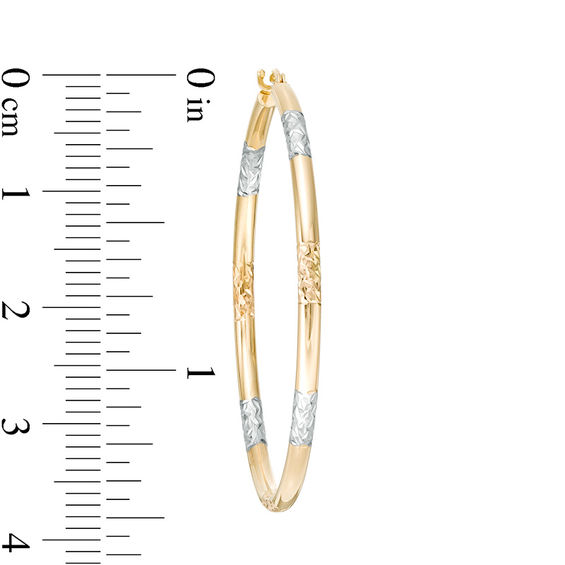 40.0mm Diamond-Cut Hoop Earrings in 14K Gold with Rose and White Rhodium Plate
