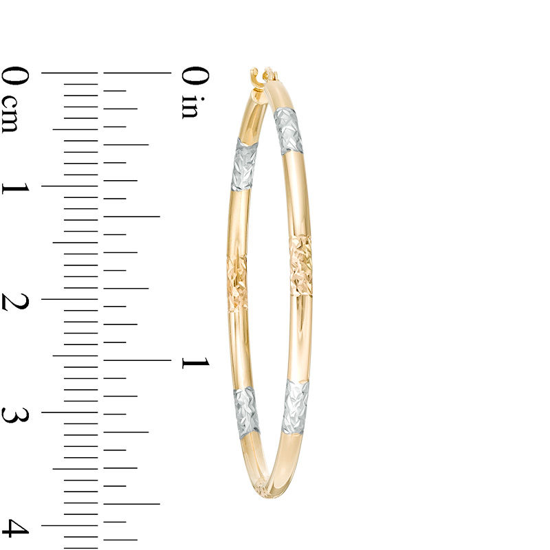 Main Image 2 of 40.0mm Diamond-Cut Hoop Earrings in 14K Gold with Rose and White Rhodium Plate