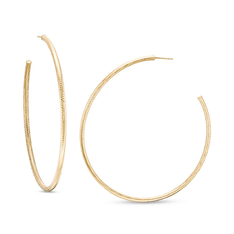 Main Image 1 of 60.0mm Diamond-Cut Hoop Earrings in 14K Gold