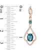 Thumbnail Image 2 of Oval London Blue Topaz and 3/8 CT. T.W. Diamond Scallop Frame Drop Earrings in 10K Rose Gold