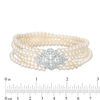 Thumbnail Image 2 of Freshwater Cultured Pearl and Lab-Created White Sapphire Vintage-Style Stretch Bracelet in Sterling Silver-7.5"