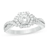 Thumbnail Image 1 of 1-1/4 CT. T.W. Diamond Hexagon Frame Crossover Shank Engagement Ring in 14K White Gold