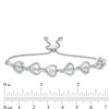 Thumbnail Image 2 of 1/15 CT. T.W. Diamond Sideways Heart Link Bolo Bracelet in Sterling Silver - 9.5"