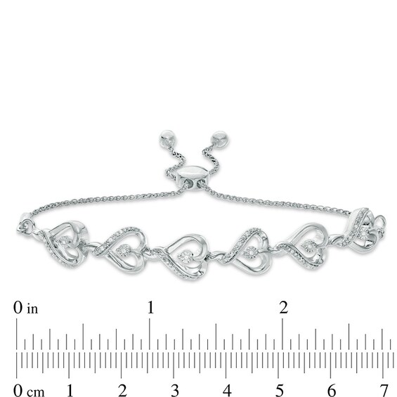 1/15 CT. T.w. Diamond Sideways Heart Link Bolo Bracelet in Sterling Silver - 9.5"