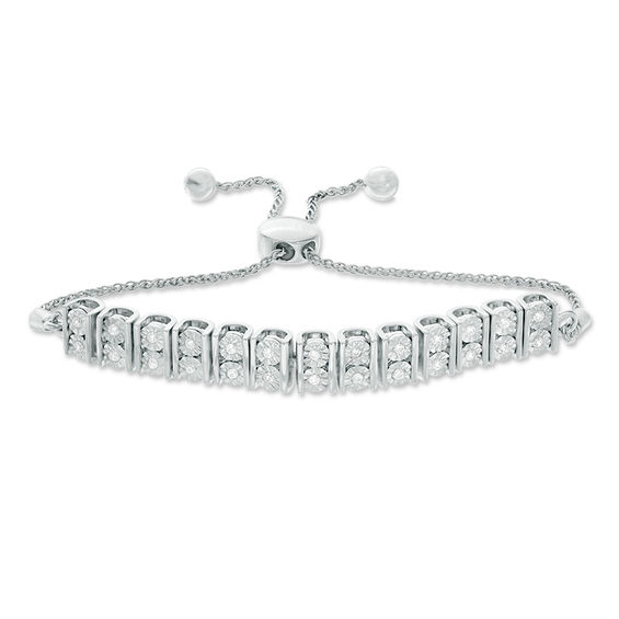 1/5 Ct.t.w. Diamond Vertical Bar Bolo Bracelet in Sterling Silver - 9.5"