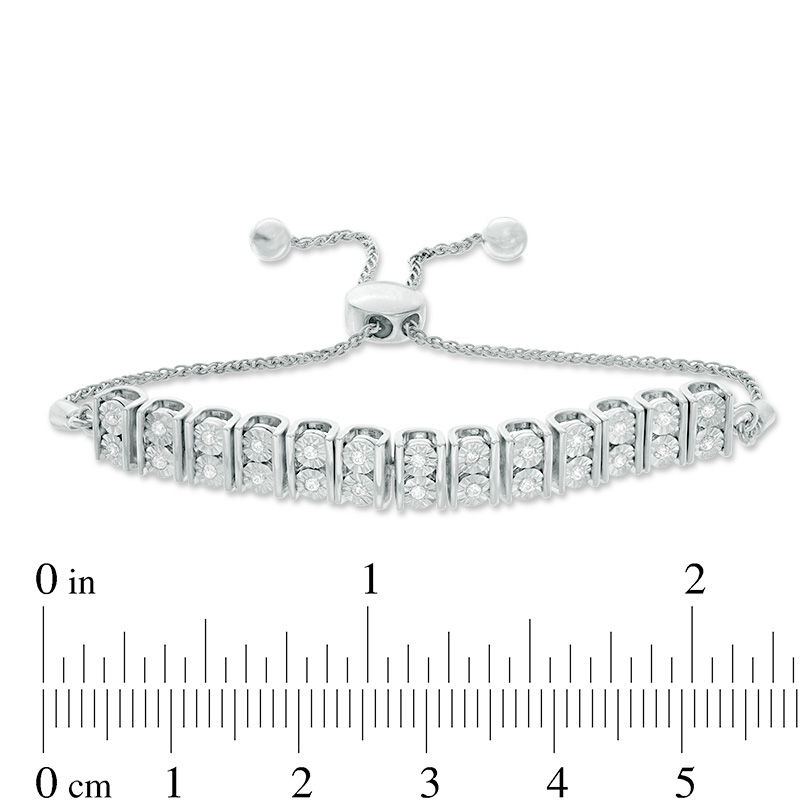 Main Image 2 of 1/5 CT.T.W. Diamond Vertical Bar Bolo Bracelet in Sterling Silver - 9.5&quot;