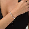 Thumbnail Image 2 of 3/8 CT. T.W. Diamond Alternating Circle and Sideways Heart Bolo Bracelet in Sterling Silver and 10K Rose Gold - 9.5"