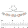 Thumbnail Image 3 of 3/8 CT. T.W. Diamond Alternating Circle and Sideways Heart Bolo Bracelet in Sterling Silver and 10K Rose Gold - 9.5"