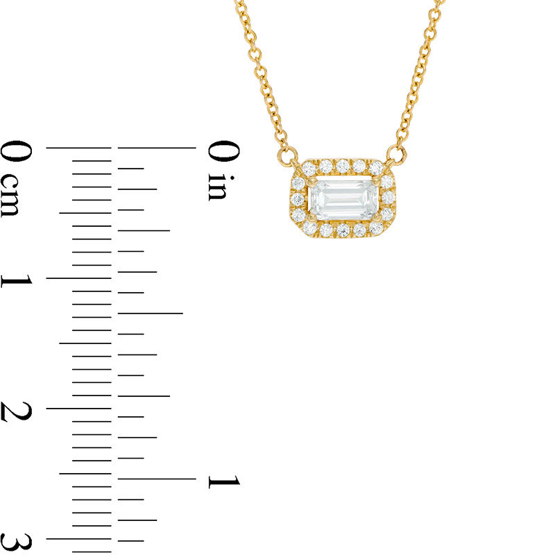 Main Image 2 of 1/3 CT. T.W. Emerald-Cut Diamond Frame Necklace in 10K Gold - 17.5"