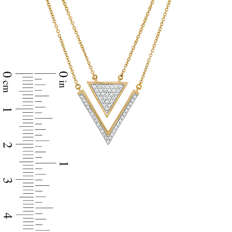 Main Image 3 of 1/4 CT. T.W. Diamond Chevron and Triangle Necklace in 10K Gold - 25"