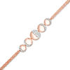 Thumbnail Image 0 of Lab-Created White Sapphire Moon Phases Double Strand Bracelet in Sterling Silver with 14K Rose Gold Plate - 7.5"