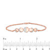 Thumbnail Image 3 of Lab-Created White Sapphire Moon Phases Double Strand Bracelet in Sterling Silver with 14K Rose Gold Plate - 7.5"