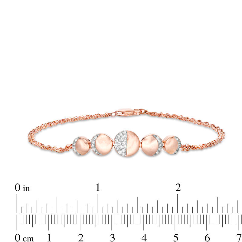 Lab-Created White Sapphire Moon Phases Double Strand Bracelet in Sterling Silver with 14K Rose Gold Plate - 7.5"