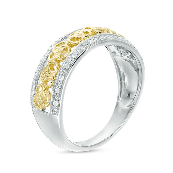 1/8 CT. T.w. Diamond Love Knot Wedding Band in 14K Two-Tone Gold