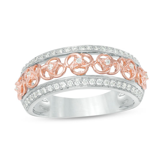 1 4 Ct T W Diamond Love Knot Wedding Band In 14k Two Tone Gold T W Diamond Love Knot Wedding Band In 14k Two Tone
