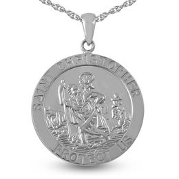 Men's Saint Christopher Medallion Pendant (3 Lines)