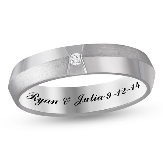 Diamond Accent Bevelled Wedding Band (1 Line)