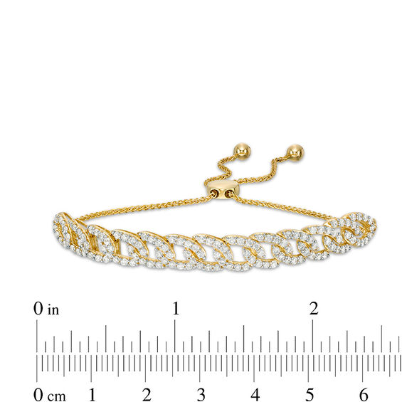 2 CT. T.w. Diamond Interlocking Curb Link Bolo Bracelet in 10K Gold - 9.5"