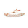 Thumbnail Image 1 of 2 CT. T.W. Diamond Interlocking Curb Link Bolo Bracelet in 10K Rose Gold - 9.5"
