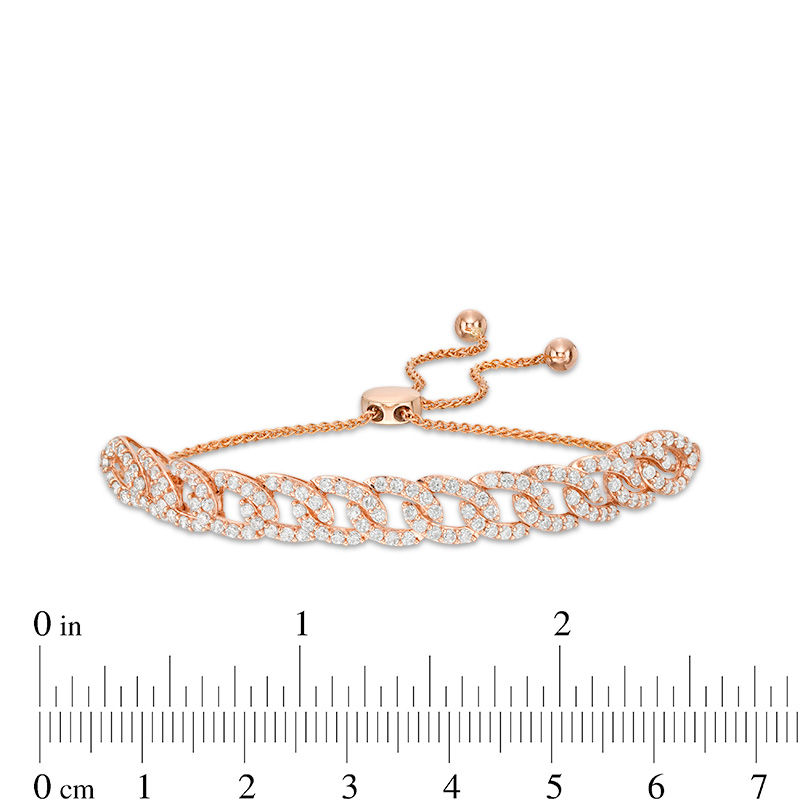 Main Image 3 of 2 CT. T.W. Diamond Interlocking Curb Link Bolo Bracelet in 10K Rose Gold - 9.5"