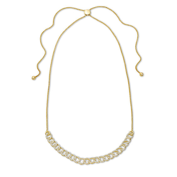 1 CT. T.w. Diamond Interlocking Curb Link Bolo Necklace in 10K Gold - 26"