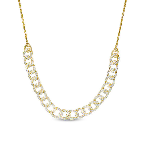 1 CT. T.w. Diamond Interlocking Curb Link Bolo Necklace in 10K Gold - 26"
