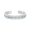 Thumbnail Image 0 of Oval Tanzanite, Swiss Blue Topaz and 1/8 CT. T.W. Diamond Vintage-Style Cuff in Sterling Silver