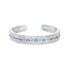 Thumbnail Image 1 of Oval Tanzanite, Swiss Blue Topaz and 1/8 CT. T.W. Diamond Vintage-Style Cuff in Sterling Silver