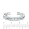 Thumbnail Image 2 of Oval Tanzanite, Swiss Blue Topaz and 1/8 CT. T.W. Diamond Vintage-Style Cuff in Sterling Silver