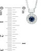Thumbnail Image 2 of 4.0mm Blue Sapphire and 1/6 CT. T.W. Diamond Frame Necklace in 10K White Gold