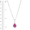 Thumbnail Image 2 of Pear-Shaped Ruby and 3/8 CT. T.W. Diamond Double Frame Drop Necklace in 10K White Gold
