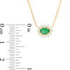 Thumbnail Image 1 of Sideways Oval Emerald and 1/5 CT. T.W. Diamond Starburst Frame Necklace in 10K Gold