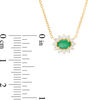 Thumbnail Image 2 of Sideways Oval Emerald and 1/5 CT. T.W. Diamond Starburst Frame Necklace in 10K Gold