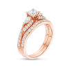 Thumbnail Image 3 of 1-3/8 CT. T.W. Diamond Bypass Three Stone Bridal Set in 14K Rose Gold