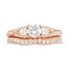 Thumbnail Image 4 of 1-3/8 CT. T.W. Diamond Bypass Three Stone Bridal Set in 14K Rose Gold