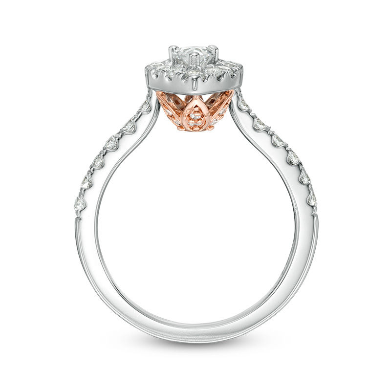 Love's Destiny by Zales  1 CT. T.W. Certified Pear-Shaped Diamond Frame Engagement Ring in 14K Two-Tone Gold (I/SI2)