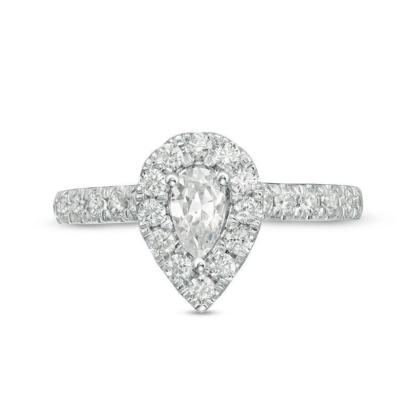 Love s Destiny by Zales 1 CT. T.W. Certified Pear Shaped Diamond Frame Engagement Ring in 14K Two Tone Gold I SI2 Zales