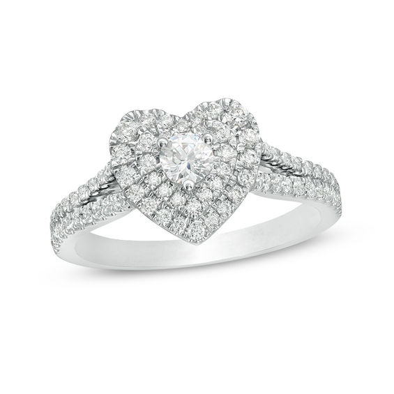 Love's Destiny by Zales 3/4 CT. T.w. Certified Diamond Double Heart Frame Engagement Ring in 14K Two-Tone Gold (I/I1)