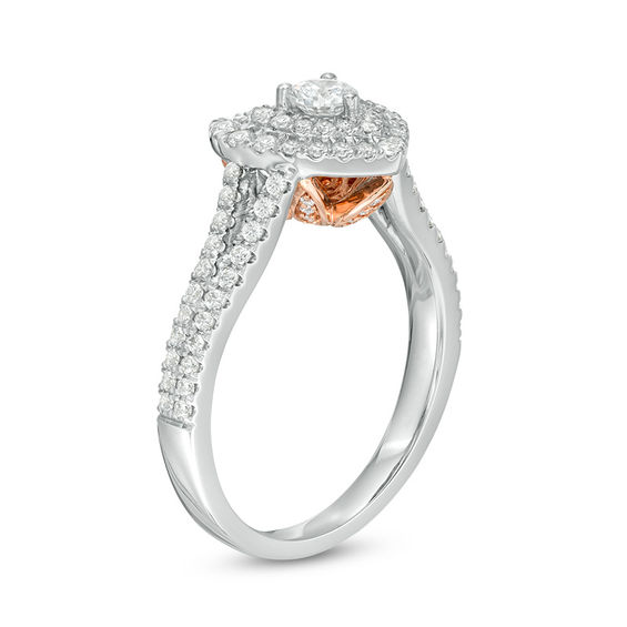Love's Destiny by Zales 3/4 CT. T.w. Certified Diamond Double Heart Frame Engagement Ring in 14K Two-Tone Gold (I/I1)
